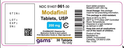51407-961-30lb (Modafinil Tablets)